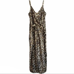 Leopard Print Twist Front Cami Wide Leg Jumpsuit